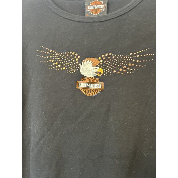 black harley davidson women's Las Vegas short sleeve shirt sequin Cropped xl - Picture 2 of 5